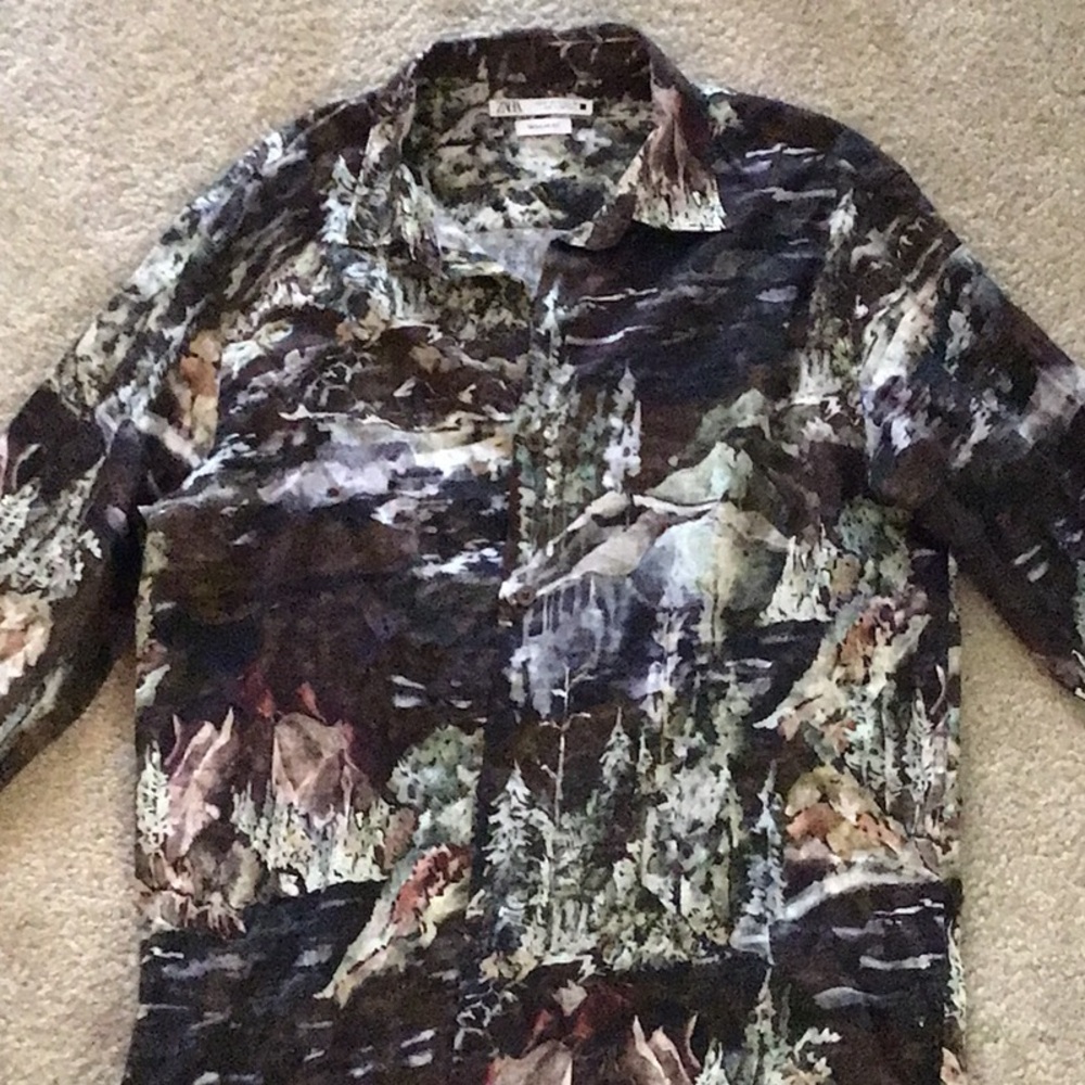 Zara Multicolor Abstract Dress Shirt